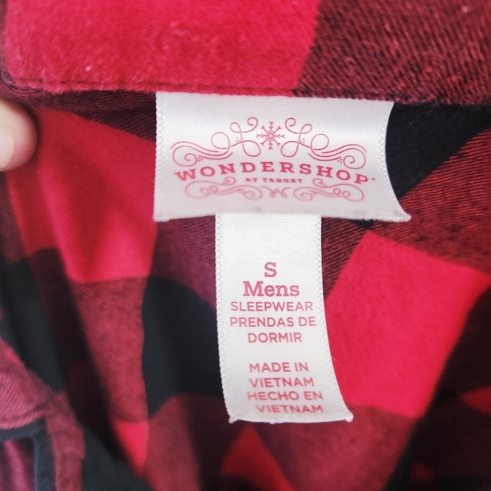 Wondershop Red and Black Checkered Men's Sleepwear Shirt - Picture 3 of 3